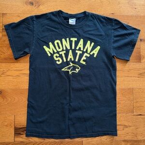 Montana state university bobcats black and neon yellow t shirt size S